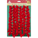 BOW VELVET 30PC 2.25" WIDE RED