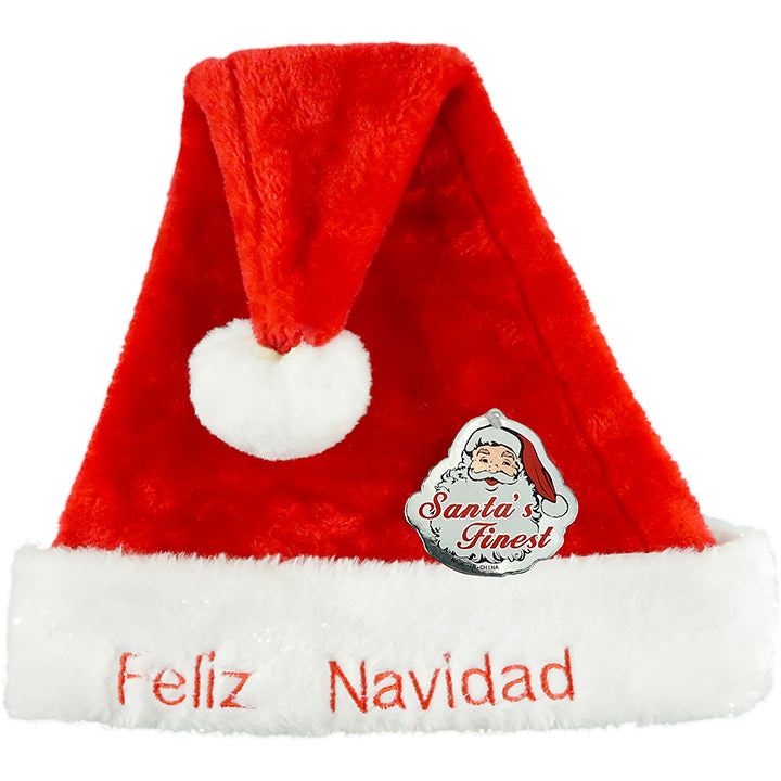 HAT PLUSH W/ FELIZ NAVIDAD EMBROID DBL FOLD