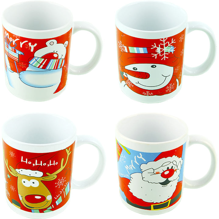 CHRISTMAS CERAMIC MUGS HOLIDAY 4 ASSTD