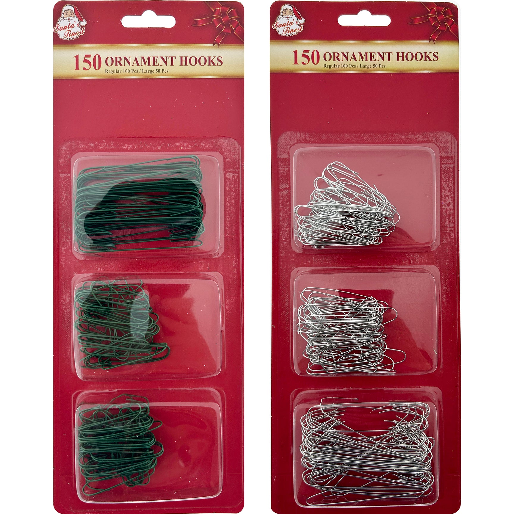 X-MAS ORNAMENT HOOKS 150CT GRN/SLVR