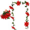 GARLAND 6FT 8 POINSETTIA FLOWERS VELVET